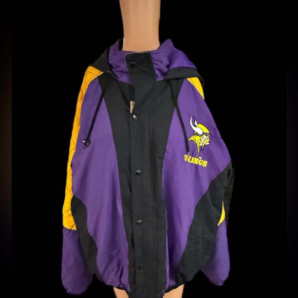 MINNESOTA VIKINGS 90s Pro Line STARTER Jacket VTG Hooded Full Zip Puffer Mens XL - Picture 1 of 8